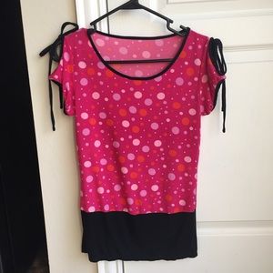 Cute cold shoulder polkadot top